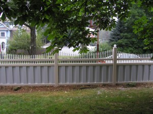 PVC Board on Board and Ornamental Picket Top Fence